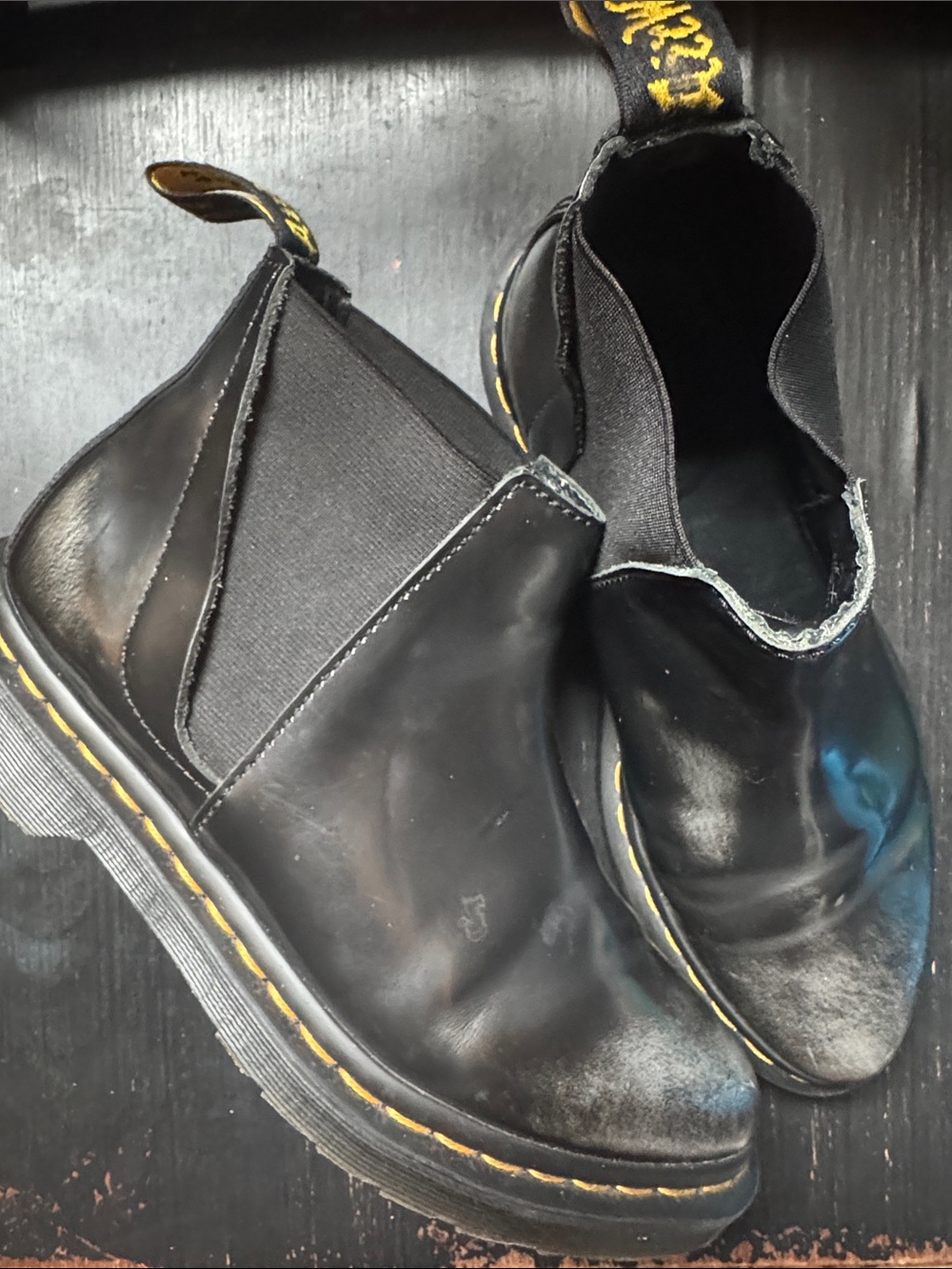 Doc Slip-On Chelsea Boots with Yellow Stitching
